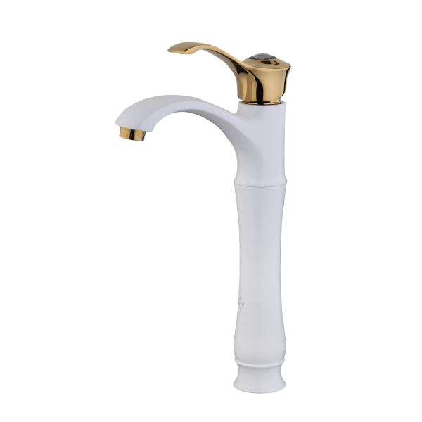 شیرآلات جزیره روشویی پایه بلند مدل الیزه سفید طلایی