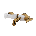شیرآلات جزیره حمام مدل لاندی سفید طلایی